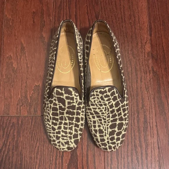 Stubbs & Wootton Brown and Cream giraffe patterned Loafers  display picture 1